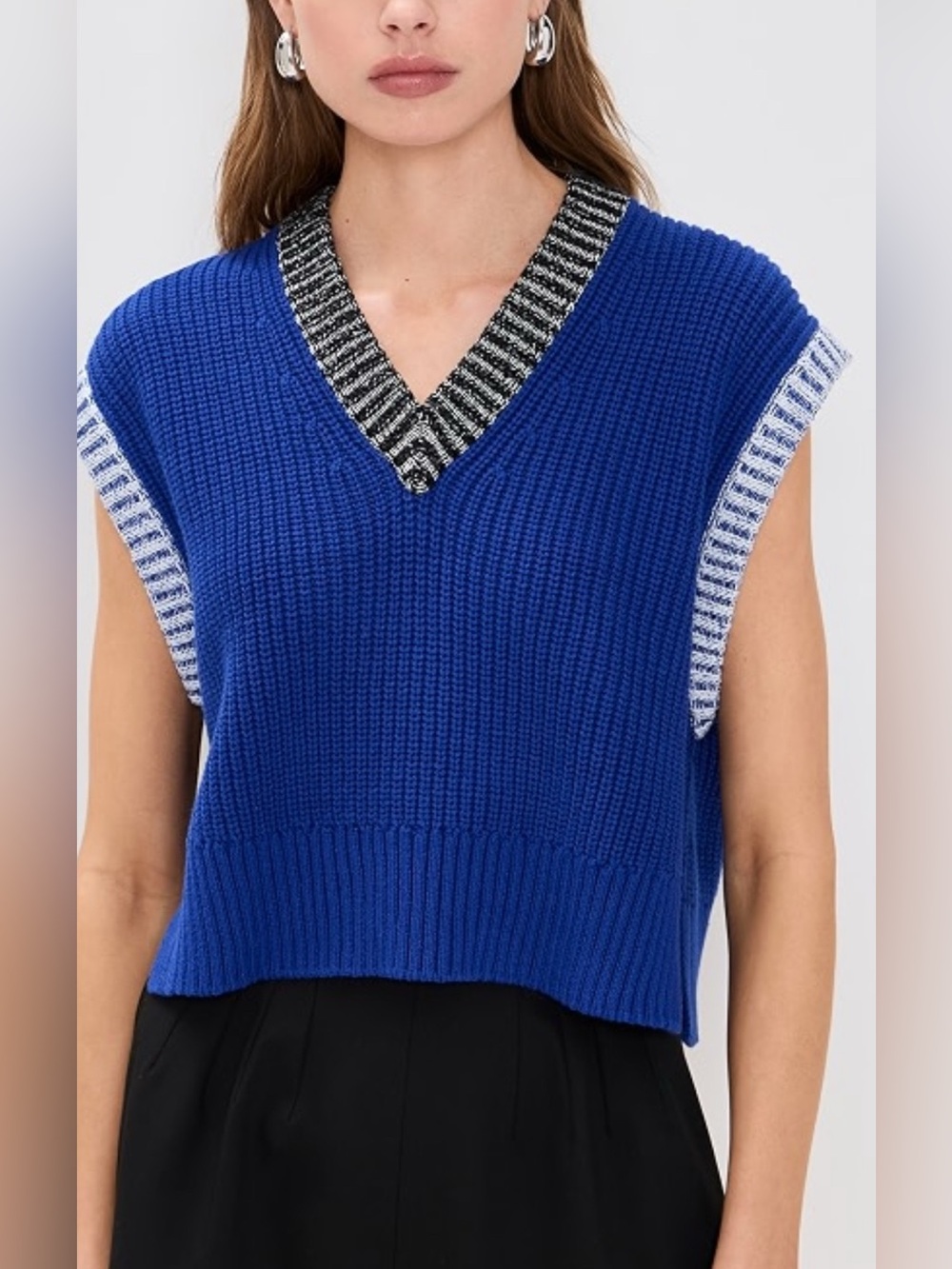STAUD Americana Sweater Cobalt Blue V-Neck Knit Sweater Vest
Size large